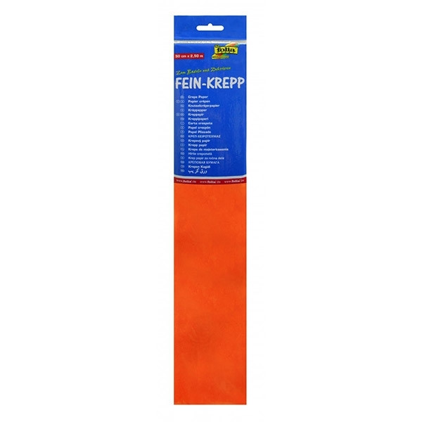 Folia orange crepe paper, 250cm x 50cm 822108 222100 - 1