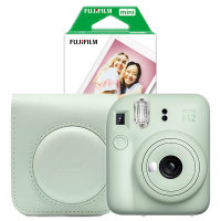 Fujifilm green INSTAX mini 12 bundle with case and mini film (20 sheets) 150884
