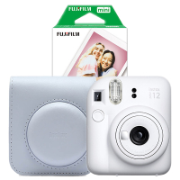 Fujifilm white INSTAX mini 12 bundle with case and mini film (20 sheets) 150885