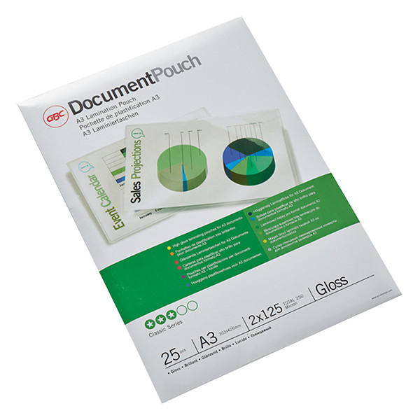 A3 laminating pouch 125 micron | glossy | GBC | 25-pack 207068 - 1