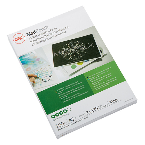 GBC A3 laminating pouch 125 micron | matt | GBC 100-pack 3747235 207080 - 1