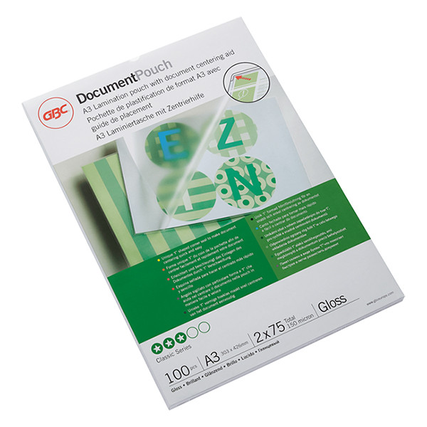 A3 laminating pouch 75 micron | glossy | GBC | 100-pack 207062 - 1