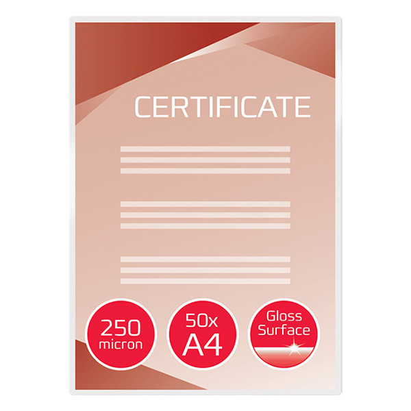 A4 laminating pouch 250 micron | glossy | GBC | 50-pack 207008 - 2