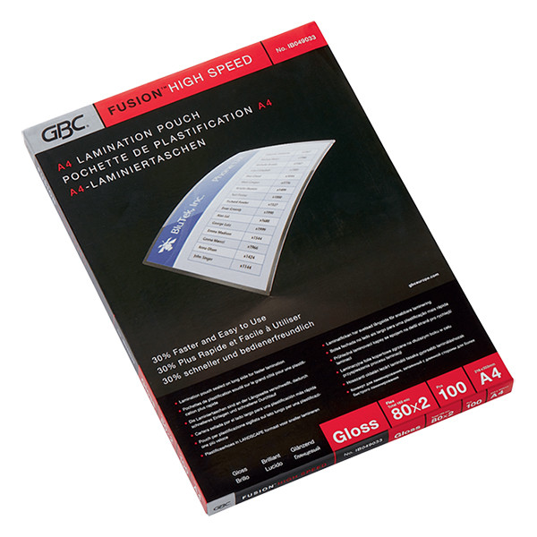A4 laminating pouch (high-speed) 80 micron | glossy | GBC | 100-pack 207621 - 1