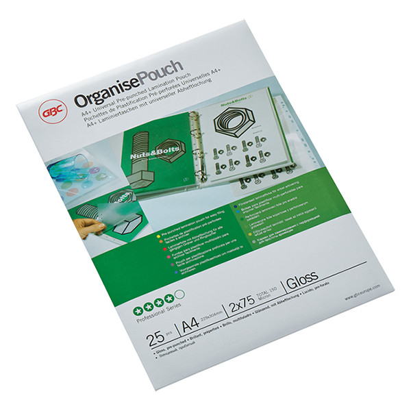 GBC A4 laminating pouch (perforated) 75 micron | glossy | GBC 25-pack 3747515 207036 - 1