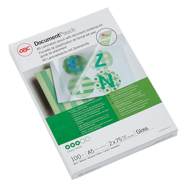 GBC A5 laminating pouch 75 micron | glossy | GBC 100-pack 3740451 207012 - 1