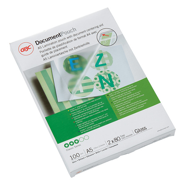 A5 laminating pouch 80 micron | glossy | GBC | 100-pack 207594 - 1