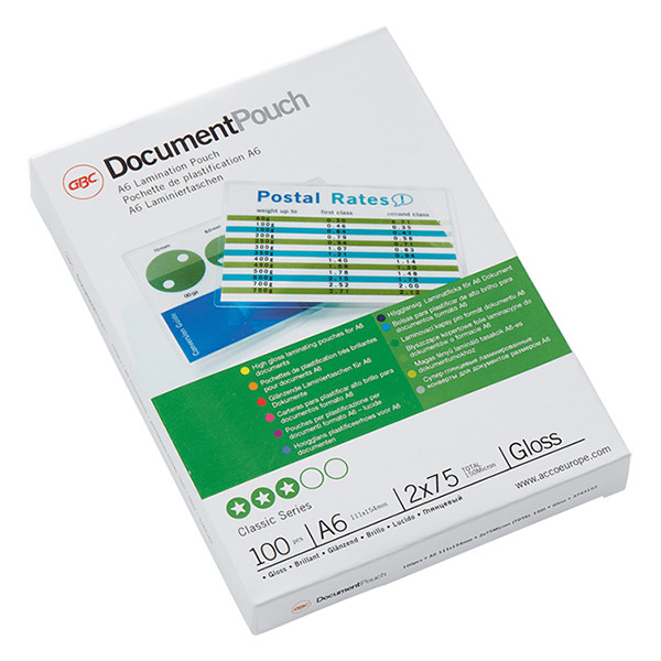 A6 laminating pouch 75 micron | glossy | GBC | 100-pack 207016 - 1