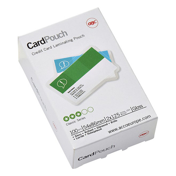 GBC glossy credit card laminating pouch 54mm x 86mm 2x125 microns (100-pack) 3740300 207026 - 1