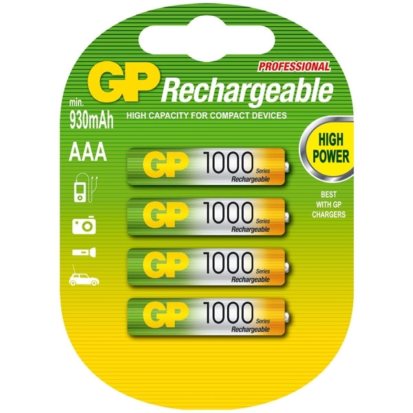 GP 1000 rechargeable AAA LR03 battery 4-pack GP100AAAHC4 215064 - 1