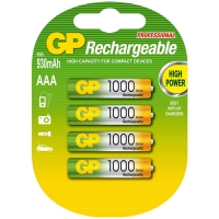 GP 1000 rechargeable AAA LR03 battery 4-pack GP100AAAHC4 215064