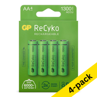 GP 1300 ReCyko rechargeable AA / HR06 Ni-Mh batteries | 4 x 4-pack