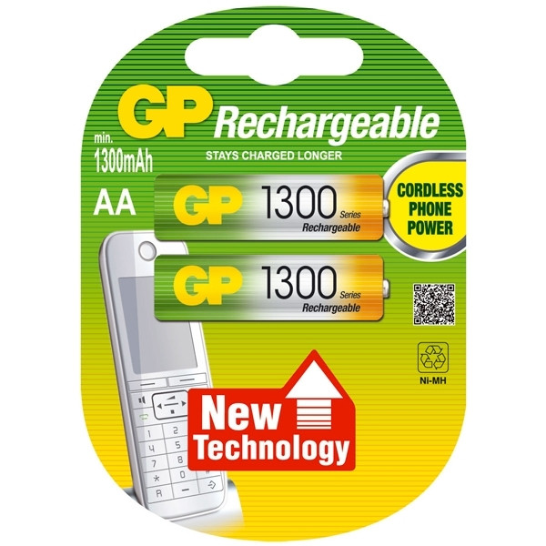 GP 1300 rechargeable AA LR6 battery (2-pack) GP130AAHC2 215048 - 1