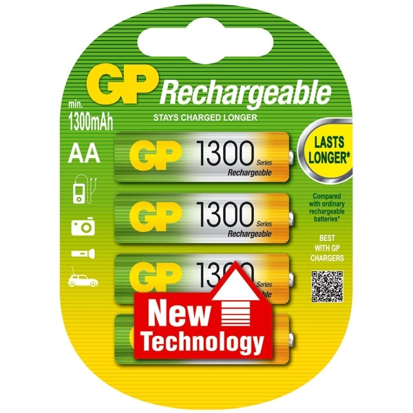 GP 1300 rechargeable AA LR6 battery 4-pack GP130AAHC4 215050 - 1