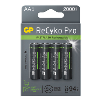 GP 2000 ReCyko Pro Photo Flash rechargeable AA / HR06 Ni-Mh batteries (4-pack) AA HR06 HR6 AGP00120