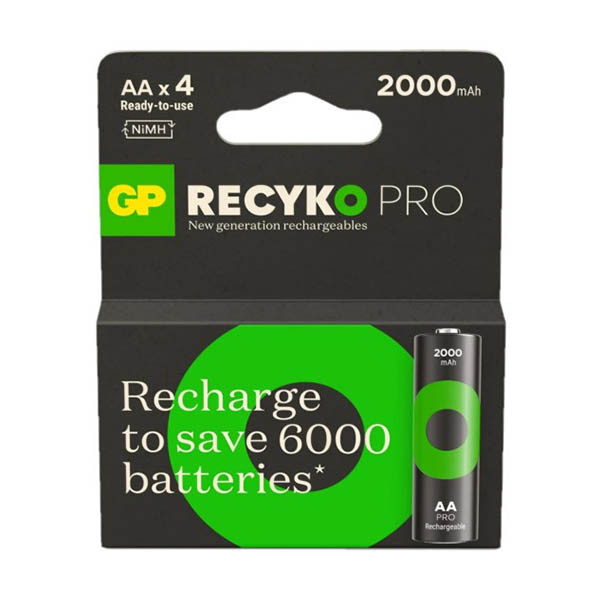 GP 2000 ReCyko Pro rechargeable AA / HR06 Ni-Mh batteries | 4-pack AGP00101 - 1