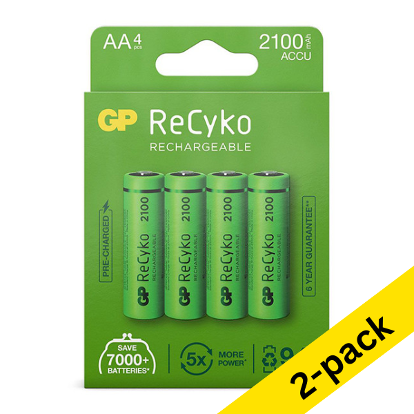 GP 2100 ReCyko rechargeable AA / HR06 Ni-Mh batteries (2 x 4-pack) AGP00368 - 1