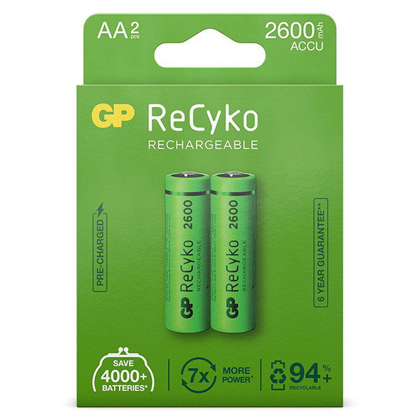 GP 2600 ReCyko rechargeable AA / HR06 Ni-Mh batteries (2-pack) AA HR06 HR6 AGP00103 - 1