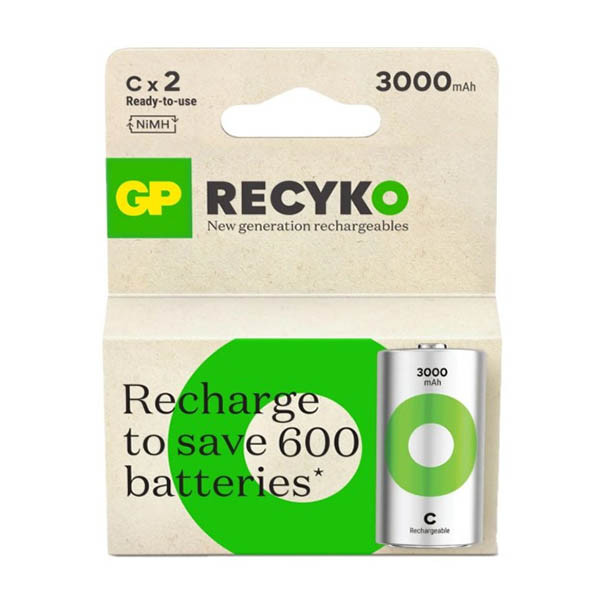 GP 3000 ReCyko rechargeable C/HR14 Ni-Mh batteries | 2-pack AGP00114 - 1