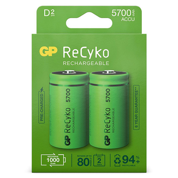 GP 5700 ReCyko + rechargeable battery 2-pack LR20 D GP570DHCB 215058 - 1