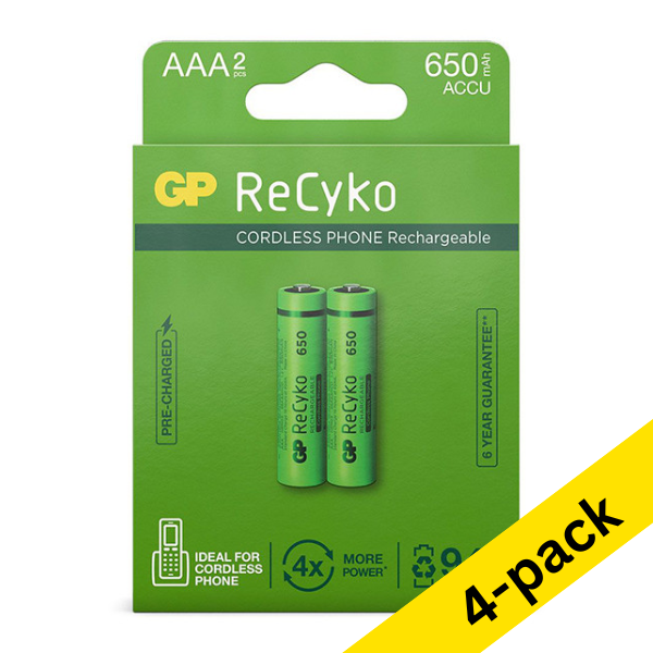 GP 650 ReCyko rechargeable AAA / HR03 Ni-Mh batteries (4 x 2-pack) AGP00371 - 1