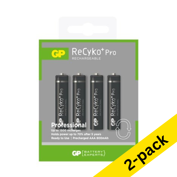 GP 800 ReCyko+ rechargeable AAA / HR03 battery | 2 x 4-pack AGP00372 - 1