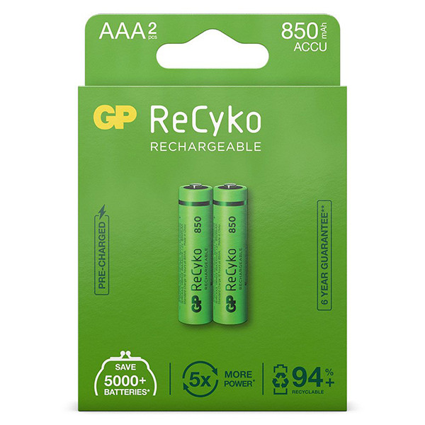 GP 850 ReCyko rechargeable AAA / HR03 Ni-Mh batteries (2-pack) AA AAA HR03 HR06 AGP00119 - 1