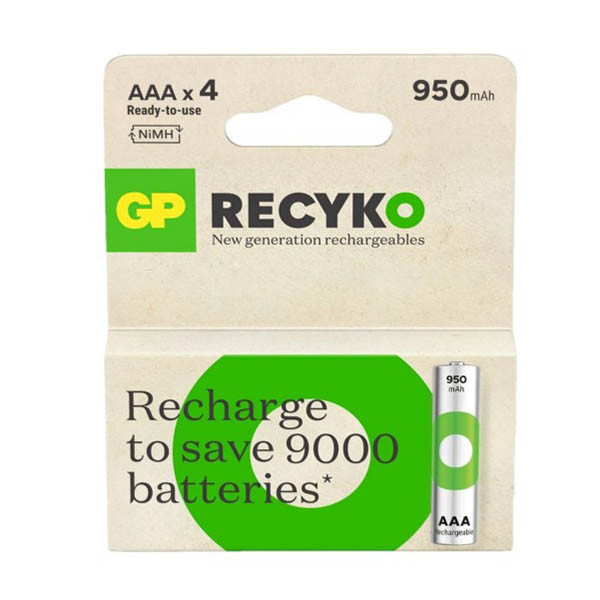 GP 950 ReCyko rechargeable AAA / HR03 Ni-MH batteries | 4-pack AGP00115 - 1