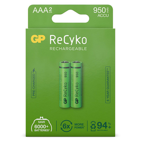 GP 950 ReCyko rechargeable AAA / HR03 Ni-Mh batteries (2-pack) AAA HR03 HR3 AGP00098 - 1