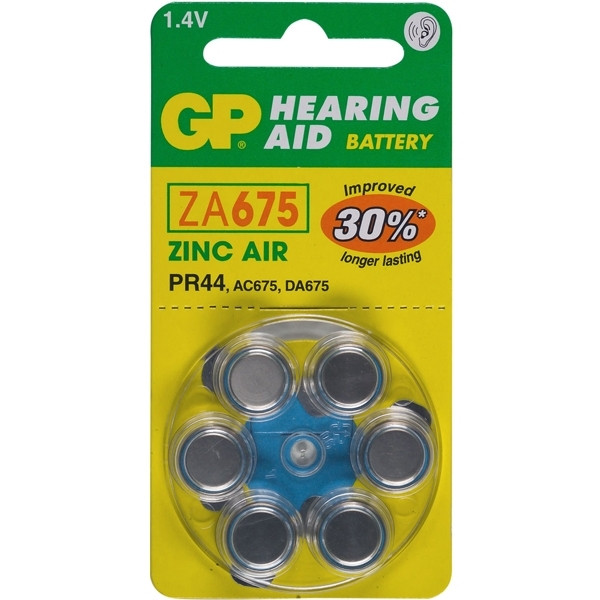 GP PR44 blue hearing aid battery (6-pack) GPZA675 215132 - 1