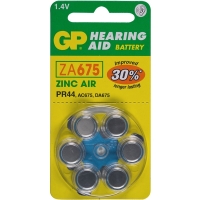GP PR44 blue hearing aid battery (6-pack) GPZA675 215132