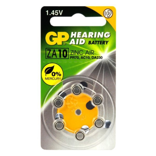 GP PR70 hearing aid battery (6-pack) GPZA10 215136 - 1