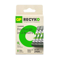 GP USB basic charger + GP 2100 ReCyko rechargeable AA / HR06 Ni-Mh Battery | 4-pack AGP00104