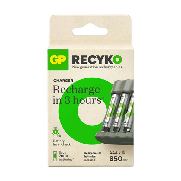 GP USB basic charger + GP 850 ReCyko rechargeable AAA / HR03 Ni-Mh battery (4-pack) AGP00100 - 1