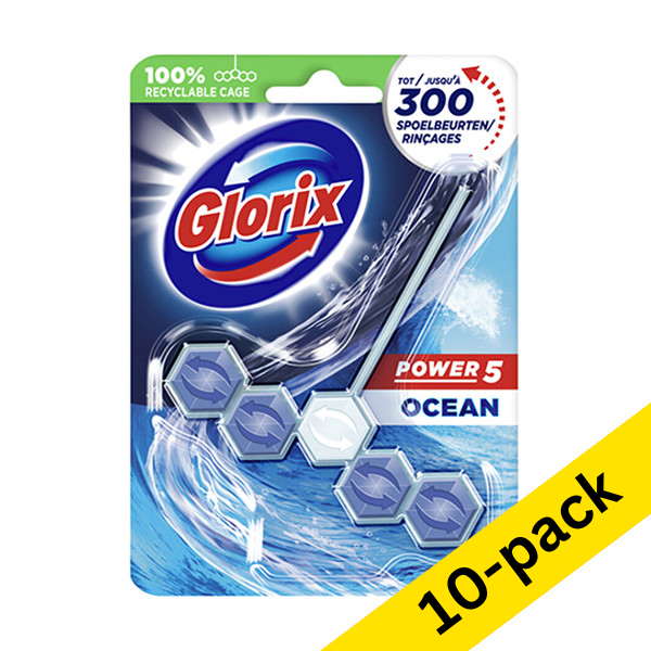 Toilet block 55g | Glorix Power 5 Ocean | 10-pack SGL00043 - 1