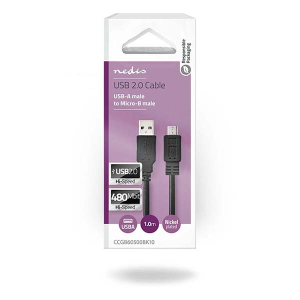 USB-A to Micro USB cable (1m, USB 2.0) | Goobay N010201013 - 4