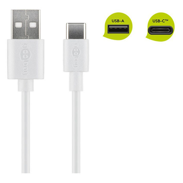 USB-A to USB-C cable (2m, USB 2.0) | Goobay | white K010214054 - 2