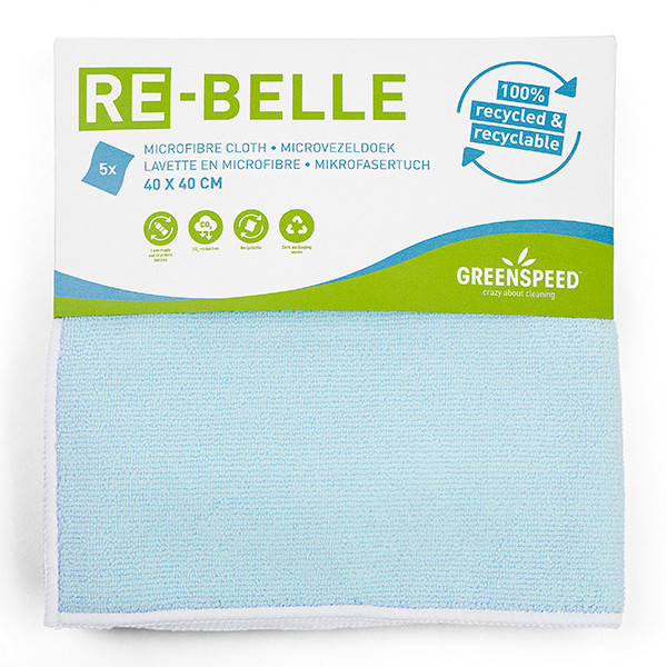 Microfibre cloth 40cm x 40cm | blue | Greenspeed Re-Belle | 5-pack SGR00019 - 1