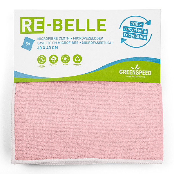 Microfibre cloth 40cm x 40cm | pink | Greenspeed Re-Belle | 5-pack SGR00021 - 1