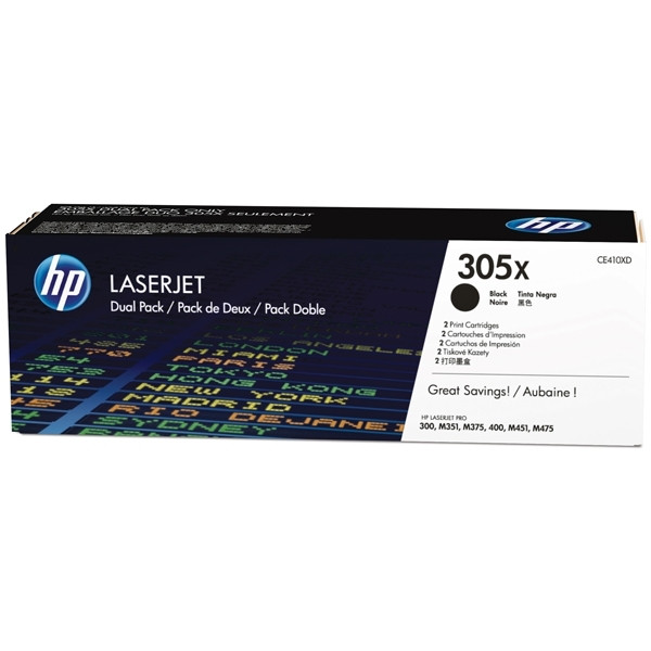 HP 305X (CE410XD) high capacity black toner 2-pack (original) CE410XD 054768 - 1