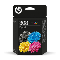 HP 308 (6L6S6UE) black + colour ink cartridge double pack (original HP) 6L6S6UE 055615