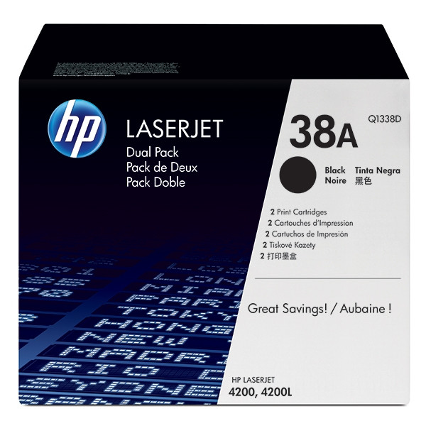 HP 38D (Q1338D) black toner 2-pack (original HP) Q1338D 054096 - 1