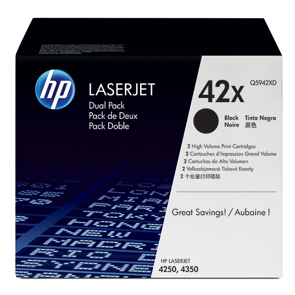 HP 42XD (Q5942XD) high capacity black toner 2-pack (original HP) Q5942XD 054086 - 1