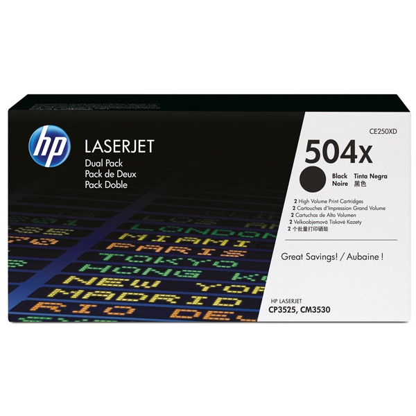 HP 504X (CE250XD) high-capacity black toner 2-pack (original HP) 054118 - 1