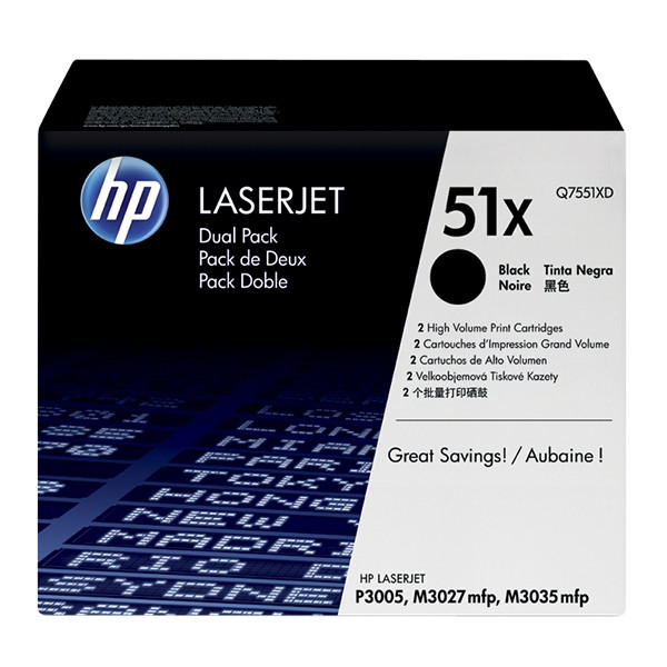 HP 51XD (Q7551XD) high capacity black toner 2-pack (original HP) Q7551XD 054084 - 1