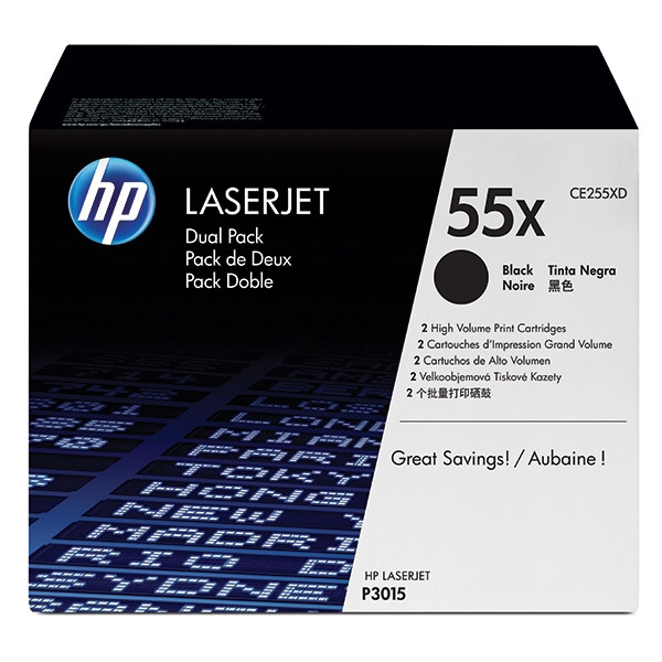 HP 55XD (CE255XD) high-capacity black toner 2-pack (original HP) 054100 - 1