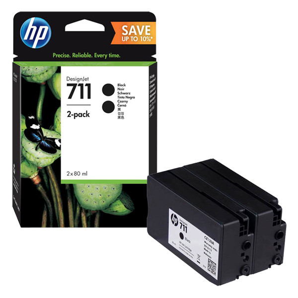 HP 711 (P2V31A) high capacity black ink cartridge 2-pack (original HP) P2V31A 055296 - 1