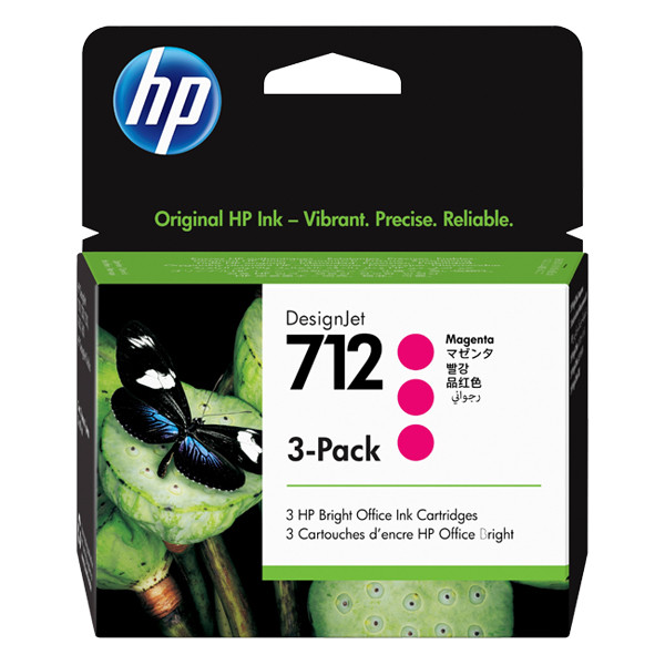 HP 712 (3ED78A) magenta ink cartridge 3-pack (original HP) 653021 - 1