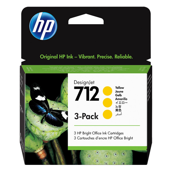 HP 712 (3ED79A) yellow ink cartridge 3-pack (original HP) 653022 - 1