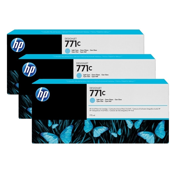 HP 771C (B6Y36A) light cyan ink cartridge 3-pack (original HP) B6Y36A 044266 - 1